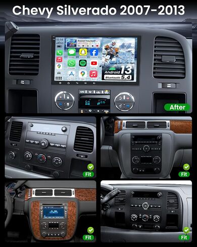 4+64GB Android 13 Car Radio for Chevy Silverado Tahoe Suburban GMC Sierra Yukon 2007-2013: 8 " in Kuwait