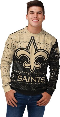 FOCO Men's NFL Printed Primary Logo Lightweight Holiday Sweater in Saudi Arabia