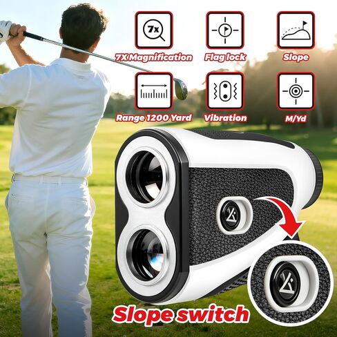Golf Rangefinder with Slope - 1200 Yards Range Finder for Golfing/Hunting, 7X Magnification, Flag Pole Locking Vibration, Rechargeable Range Finders with Magnet Stripe, Best Golf Accessories Gift in Saudi Arabia