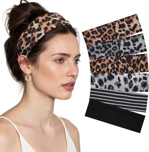 AWAYTR 6Pcs Wide Headbands for Women Non Slip Soft Elastic Hair Bands for Women's Hair for Workout Sports in Saudi Arabia