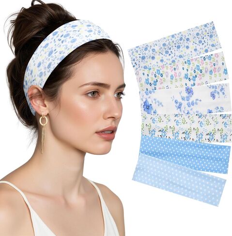 AWAYTR 6Pcs Wide Headbands for Women Non Slip Soft Elastic Hair Bands for Women's Hair for Workout Sports in Saudi Arabia