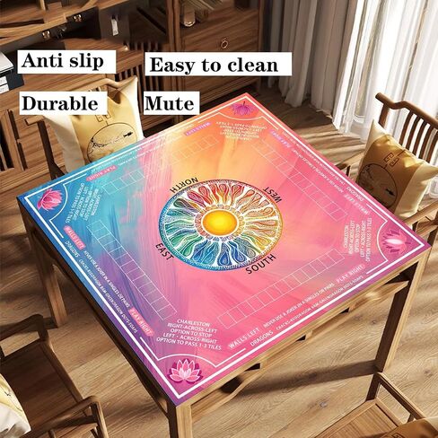 Mahjong Mat for Table /31.5inch/american Mahjong Table Cloth مع قواعد الحصير مع حقيبة الرباط ， حصيرة لعبة تقليل الضوضاء المضادة للانزلاق للجدول ， لألعاب Mahjong/Poker/Poker/Gards/Dominoes (Pink) in Saudi Arabia