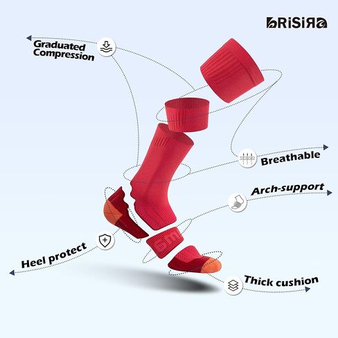 BRISIRA Coolmax Compression Socks for Women 2 Pairs Knee High 15-20 mmHg Anti-Blister Arch Support for Nurse Pregnancy Flying in Kuwait
