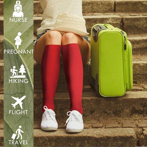 BRISIRA Coolmax Compression Socks for Women 2 Pairs Knee High 15-20 mmHg Anti-Blister Arch Support for Nurse Pregnancy Flying in Kuwait