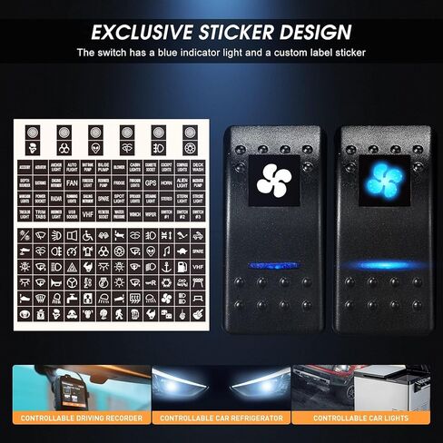 لوحة مفاتيح MKING Marine - لوحة هزازة مقاومة للماء 8 جيجا مع قاطع دائرة، شاحن USB ونوع C، الفولتميتر الرقمي، مقبس السجائر، 12 فولت LED أزرق in Kuwait