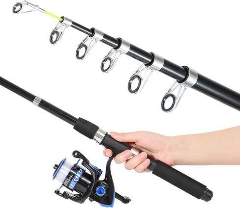 Fishing Rod, 6.9ft Telescopic Fishing Rod and Reel Combo with Fishing Pliers and Lip Gripper Fishing Equipment, 5.2:1 Pre-Loaded Spinning Reel Combo Set Fishing Pole in Kuwait