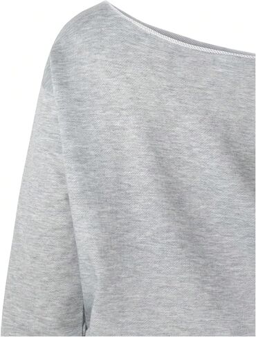 سويت شيرت SHENHE للفتيات مطبوع عليه حروف بدون أكتاف، بلوفر غير متماثل من Preppy in Saudi Arabia
