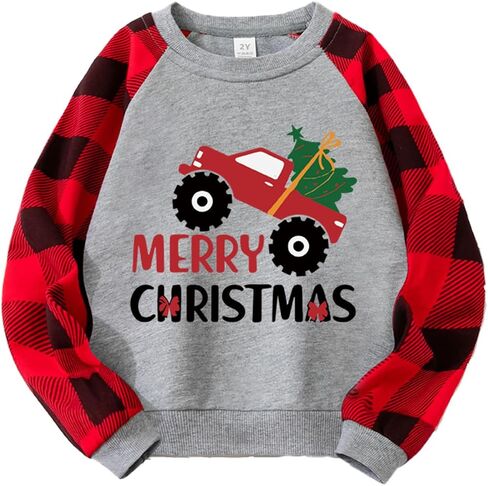Toddler Boys Girls Christmas Sweatshirt Kids Santa Dinosaur Monster Truck Graphic Long Sleeve T-shirt Tops 2-7 Years in Saudi Arabia