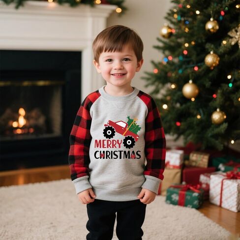 Toddler Boys Girls Christmas Sweatshirt Kids Santa Dinosaur Monster Truck Graphic Long Sleeve T-shirt Tops 2-7 Years in Saudi Arabia