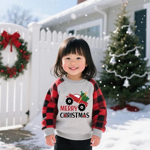 Toddler Boys Girls Christmas Sweatshirt Kids Santa Dinosaur Monster Truck Graphic Long Sleeve T-shirt Tops 2-7 Years in Saudi Arabia