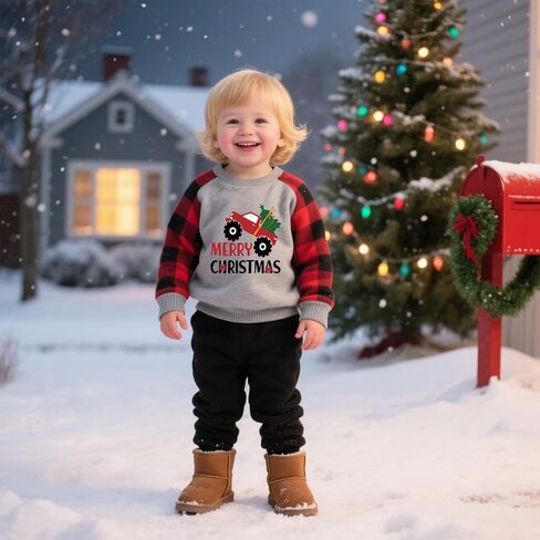 Toddler Boys Girls Christmas Sweatshirt Kids Santa Dinosaur Monster Truck Graphic Long Sleeve T-shirt Tops 2-7 Years in Saudi Arabia