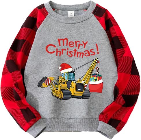 Toddler Boys Girls Christmas Sweatshirt Kids Santa Dinosaur Monster Truck Graphic Long Sleeve T-shirt Tops 2-7 Years in Saudi Arabia