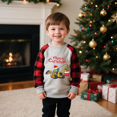 Toddler Boys Girls Christmas Sweatshirt Kids Santa Dinosaur Monster Truck Graphic Long Sleeve T-shirt Tops 2-7 Years in Saudi Arabia