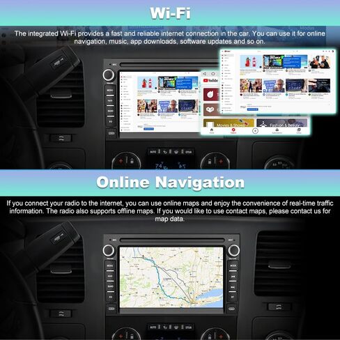 Car Radio for Chevrolet Chevy Silverado GMC Sierra Yukon 2007-2013 Android 13 GPS Navigation 2GB+32GB with 7 inch Touch Screen CarPlay Android Auto Bluetooth SWC Backup Camera in Kuwait