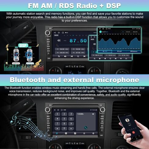 Car Radio for Chevrolet Chevy Silverado GMC Sierra Yukon 2007-2013 Android 13 GPS Navigation 2GB+32GB with 7 inch Touch Screen CarPlay Android Auto Bluetooth SWC Backup Camera in Kuwait