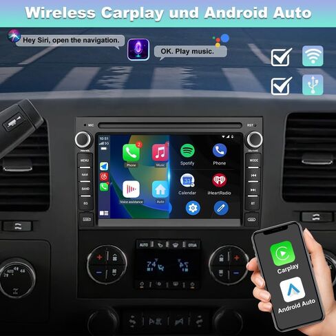 Car Radio for Chevrolet Chevy Silverado GMC Sierra Yukon 2007-2013 Android 13 GPS Navigation 2GB+32GB with 7 inch Touch Screen CarPlay Android Auto Bluetooth SWC Backup Camera in Kuwait