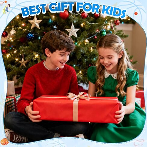 Indoor Mini Basketball Hoop Set – Over The Door with Wood Backboard & Iron Rim – Includes 2 Balls & Air Pump – Anti-Shock Padding – 16"x12"x3" in Kuwait