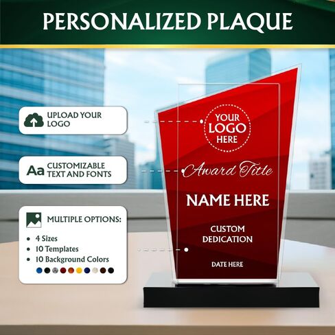لوحة جائزة أكريليك مخصصة - جائزة كأس مخصصة مطبوعة بالأشعة فوق البنفسجية لتقدير الموظفين، هدية الشركات، المعلم، التعرف على أعضاء الفريق، التقاعد، التخرج - الأحجام: 6 "، 8"، 10 "، 12" (Ebon Luxe) in Kuwait