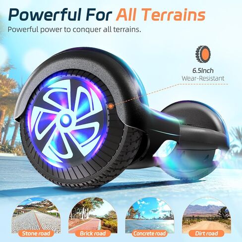 Scooter with Bluetooth Corlorful LED Lights, 6.5" Wheels, Dual 300W Motor Scooter for Kids Girls Boys Adults, All Ages in Saudi Arabia