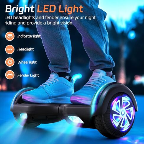 Scooter with Bluetooth Corlorful LED Lights, 6.5" Wheels, Dual 300W Motor Scooter for Kids Girls Boys Adults, All Ages in Saudi Arabia