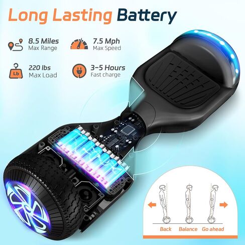 Scooter with Bluetooth Corlorful LED Lights, 6.5" Wheels, Dual 300W Motor Scooter for Kids Girls Boys Adults, All Ages in Saudi Arabia