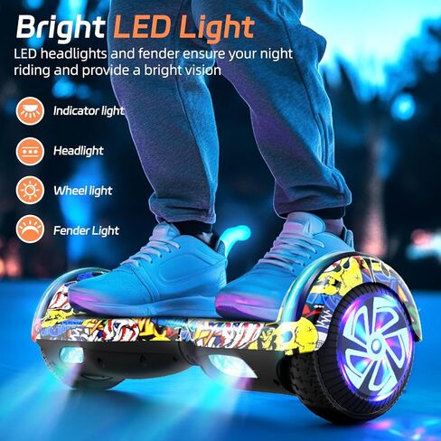 سكوتر مع أضواء LED بلوتوث ملونة، عجلات 6.5 بوصة، سكوتر مزدوج 300 وات للأطفال والبنات والأولاد والبالغين، لجميع الأعمار in Kuwait