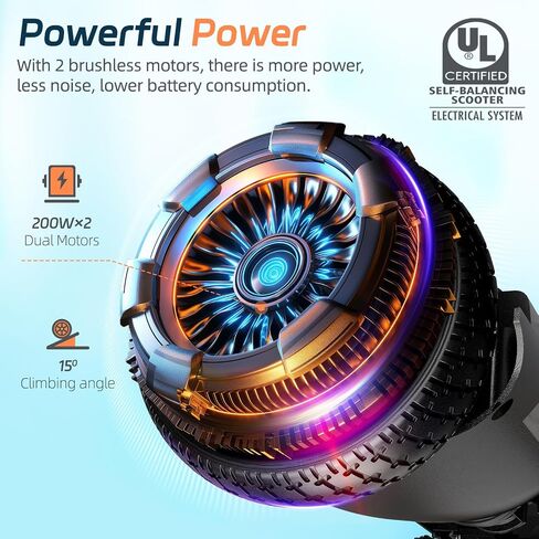 سكوتر مع أضواء LED بلوتوث ملونة، عجلات 6.5 بوصة، سكوتر مزدوج 300 وات للأطفال والبنات والأولاد والبالغين، لجميع الأعمار in Kuwait