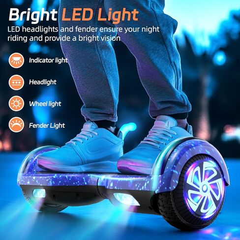 سكوتر مع أضواء LED بلوتوث ملونة، عجلات 6.5 بوصة، سكوتر مزدوج 300 وات للأطفال والبنات والأولاد والبالغين، لجميع الأعمار in Kuwait