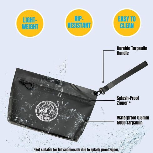 Tactiko Heavy-Duty Splash Water Resistant Zipper Pouches - 3L Hold-All Organizers for Dry Bags, Travel Bags (Yellow) in Kuwait
