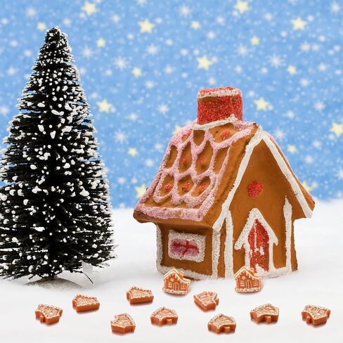 RealSpring 60 PCS Miniatures for Crafts Gingerbread House Decorations Christmas Miniature التماثيل المصغرة Mini Gingerbread House for DIY Flatback Flats (Classic) in Kuwait