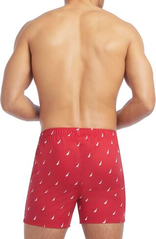 Nautica Men's Classic Cotton 3-Pack Woven Boxer, Peacoat/Sea Cobalt/Aero Blue-White J Class Logo in Saudi Arabia