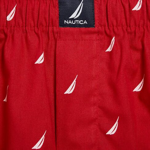 Nautica Men's Classic Cotton 3-Pack Woven Boxer, Peacoat/Sea Cobalt/Aero Blue-White J Class Logo in Saudi Arabia