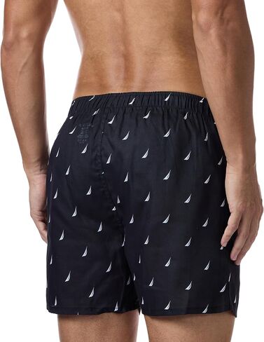 Nautica Men's Classic Cotton 3-Pack Woven Boxer, Peacoat/Sea Cobalt/Aero Blue-White J Class Logo in Saudi Arabia