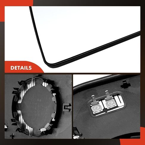 A-Premium Left Driver Side Heated Mirror Glass Compatible with Ford F-150 2004 2005 2006 2007 2008 2009 2010 - Exterior Side View Flat Mirror with Rear Holder, Replace# 4L3Z17K707DB in Saudi Arabia