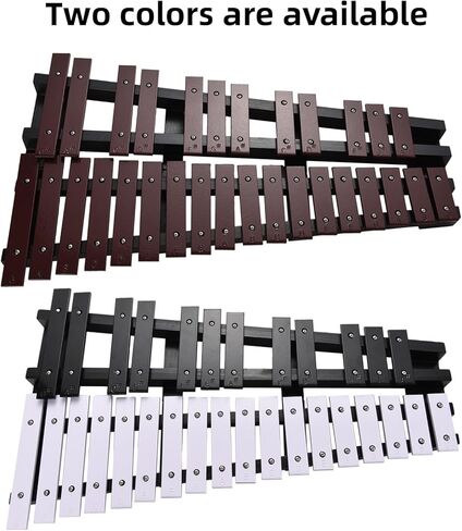 Eujgoov 30-note Xylophone Wooden Frame, Foldable Glockenspiel Instrument with Carrying Bag 2 Mallets, for Beginners Students (BlackWhite) in Saudi Arabia