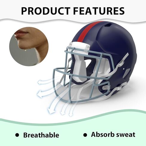 قطعتان من وسادة الذقن لكرة القدم، غطاء حزام الذقن لخوذة كرة القدم للشباب البالغين، للتزلج في الهواء الطلق وركوب الدراجات والتزلج على الجليد (أسود وأبيض) in Kuwait