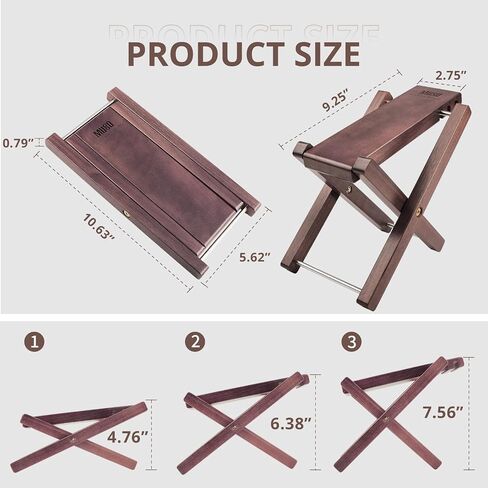 MUSO Guitar Footrest Stool, Folded Wooden Pedal, 3 Level Adjustable,Suitable for Classical Acoustic Guitar,Ergonomic & Durable (Natural Wood) in Kuwait