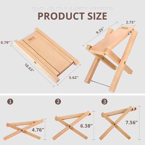 MUSO Guitar Footrest Stool, Folded Wooden Pedal, 3 Level Adjustable,Suitable for Classical Acoustic Guitar,Ergonomic & Durable (Natural Wood) in Kuwait