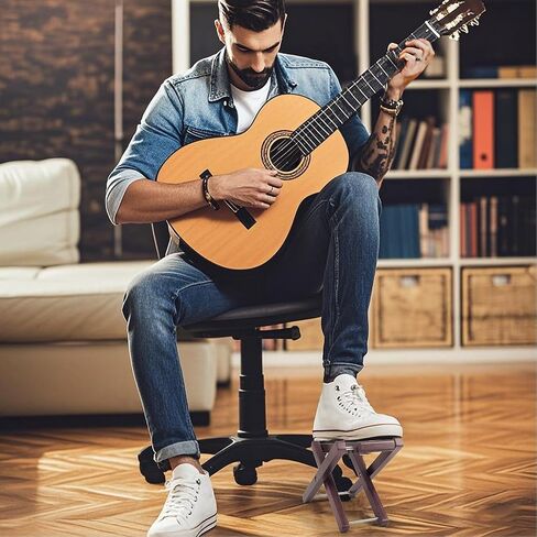 MUSO Guitar Footrest Stool, Folded Wooden Pedal, 3 Level Adjustable,Suitable for Classical Acoustic Guitar,Ergonomic & Durable (Natural Wood) in Kuwait