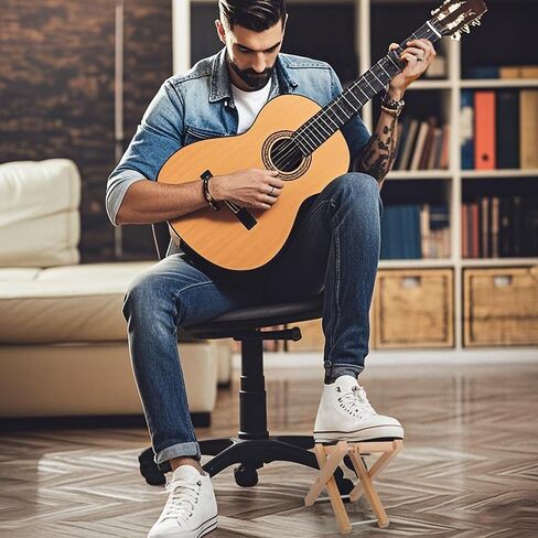 MUSO Guitar Footrest Stool, Folded Wooden Pedal, 3 Level Adjustable,Suitable for Classical Acoustic Guitar,Ergonomic & Durable (Natural Wood) in Kuwait