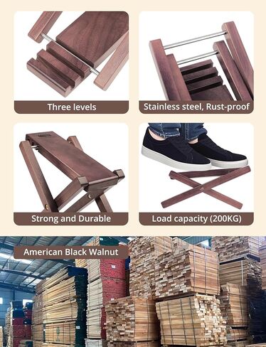 MUSO Guitar Footrest Stool, Folded Wooden Pedal, 3 Level Adjustable,Suitable for Classical Acoustic Guitar,Ergonomic & Durable (Natural Wood) in Kuwait