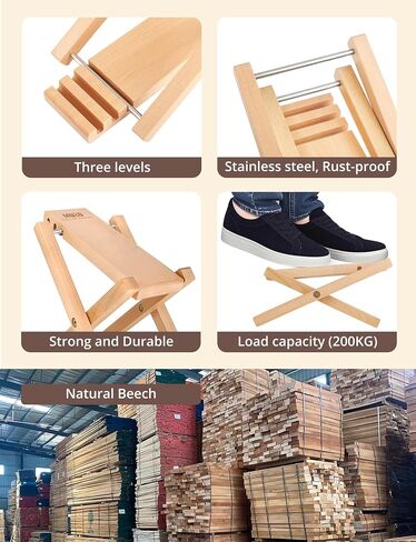 MUSO Guitar Footrest Stool, Folded Wooden Pedal, 3 Level Adjustable,Suitable for Classical Acoustic Guitar,Ergonomic & Durable (Natural Wood) in Kuwait