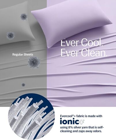 REST® Evercool®+ أكياس وسائد تبريد قياسية - 2 كيس وسادة للبشرة الحساسة، قماش مصبوغ بالفضة لنوم صحي، ناعم حريري للشعر المجعد، مرونة عالية لملاءمة مريحة (19 × 29 بوصة) in Kuwait