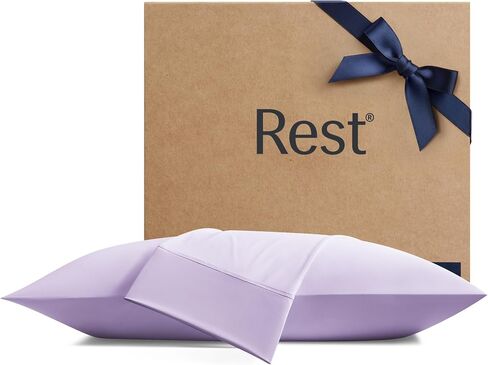 REST® Evercool®+ أكياس وسائد تبريد قياسية - 2 كيس وسادة للبشرة الحساسة، قماش مصبوغ بالفضة لنوم صحي، ناعم حريري للشعر المجعد، مرونة عالية لملاءمة مريحة (19 × 29 بوصة) in Kuwait