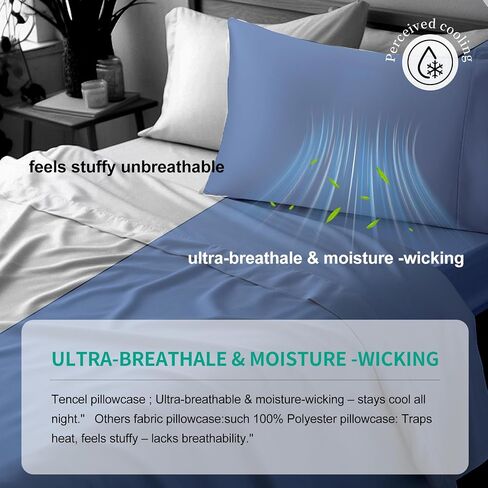 Premium 100% Eucalyptus Tencel Lyocell Cooling Pillowcase Set of 2, Moisture Wicking,Temperature Regulating, Soft &Smooth Sateen Pillow Cover All Season (Queen Cream) in Saudi Arabia