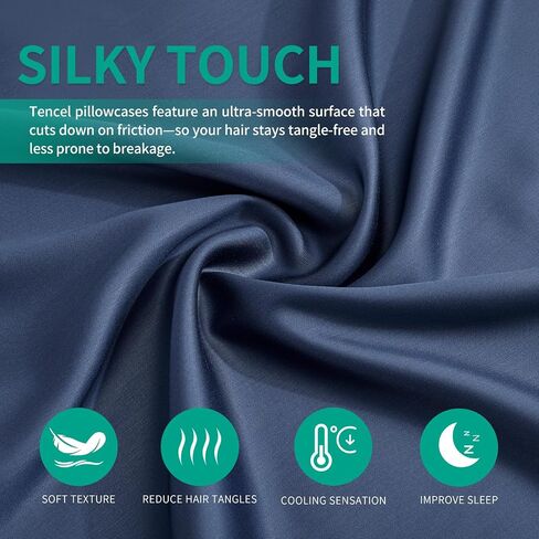 Premium 100% Eucalyptus Tencel Lyocell Cooling Pillowcase Set of 2, Moisture Wicking,Temperature Regulating, Soft &Smooth Sateen Pillow Cover All Season (Queen Cream) in Saudi Arabia