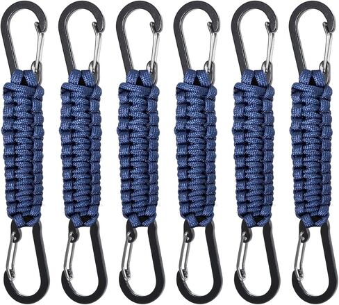 6PCS Paracord Keychain with Carabiner, D-Ring Backpack Accessories for Camping, Hiking, Keys, Backpacks, Men's and Women's Key Chain Hooks(Black) in Saudi Arabia