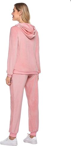 Hotouch Womens Disual Velor Tracksuit مجموعة كاملة سستة هوديي سراويل سراويل مخملية التعرق بدلات الركض XS-XXL in Saudi Arabia