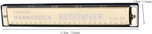 24 Holes Harmonica, Key of C Tremolo Harmonica for Beginners Adults Kids, Performance Competition Mouth Organ with Hard Case and Cloth (Gold) in Saudi Arabia