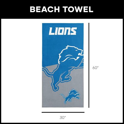 Northwest NFL Detroit Lions Microfiber Beach Towel, 30 x 60 Inches – Quick Dry, Sand Resistant, Lightweight, Highly Absorbent, Incisor Design in Saudi Arabia
